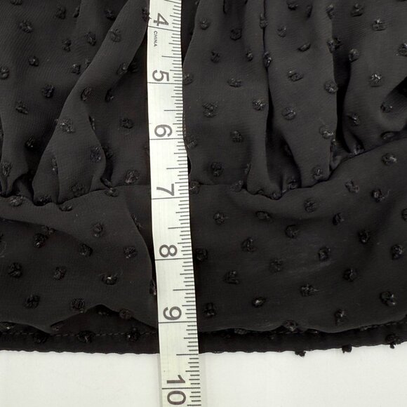 Sheer Mesh Black Polka Dot Sleeved Smocked Back Crop Top Babydoll Gothcore - Picture 11 of 12